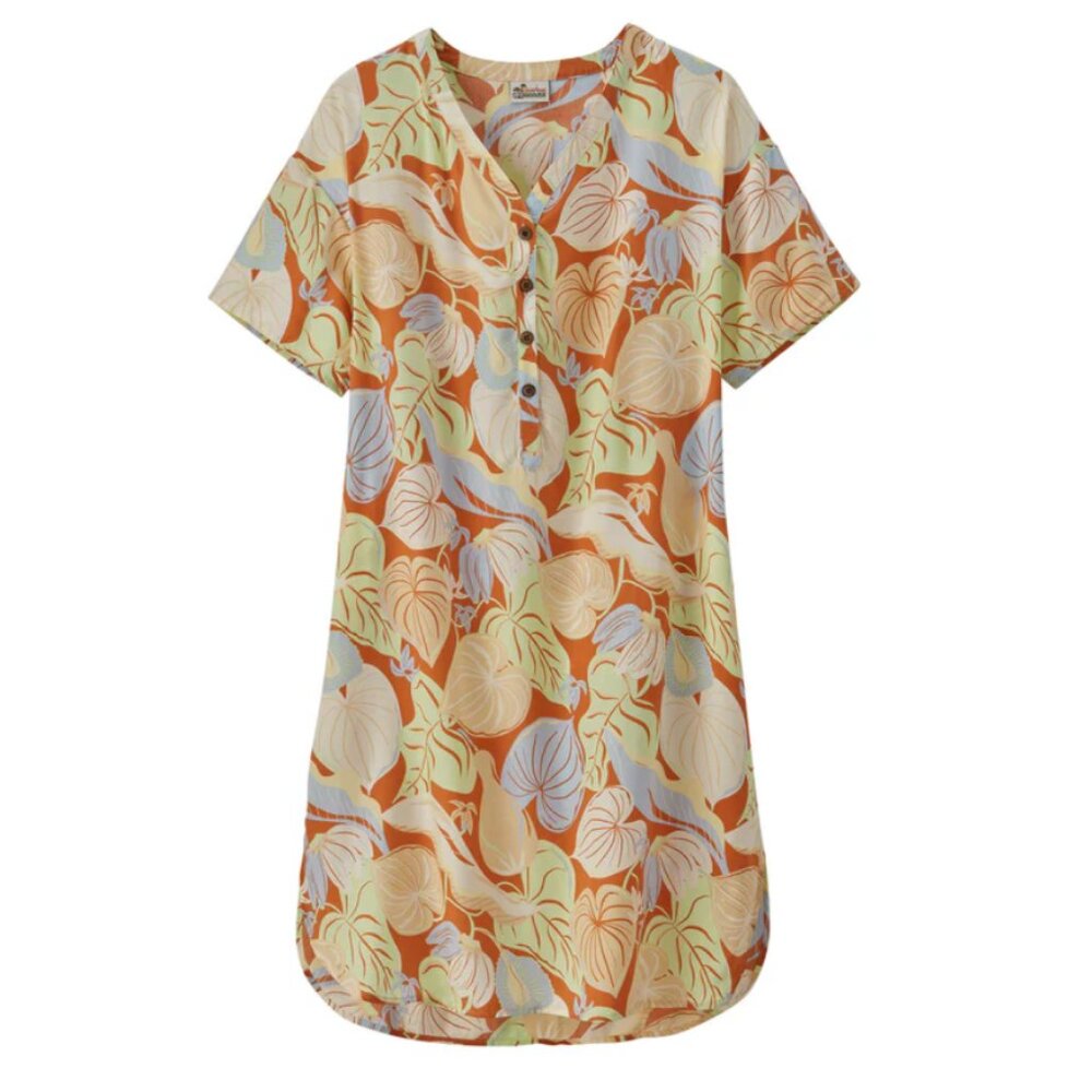 Patagonia Women's XS Orange White Short Sleeve Patahola Dress Tropical Summer